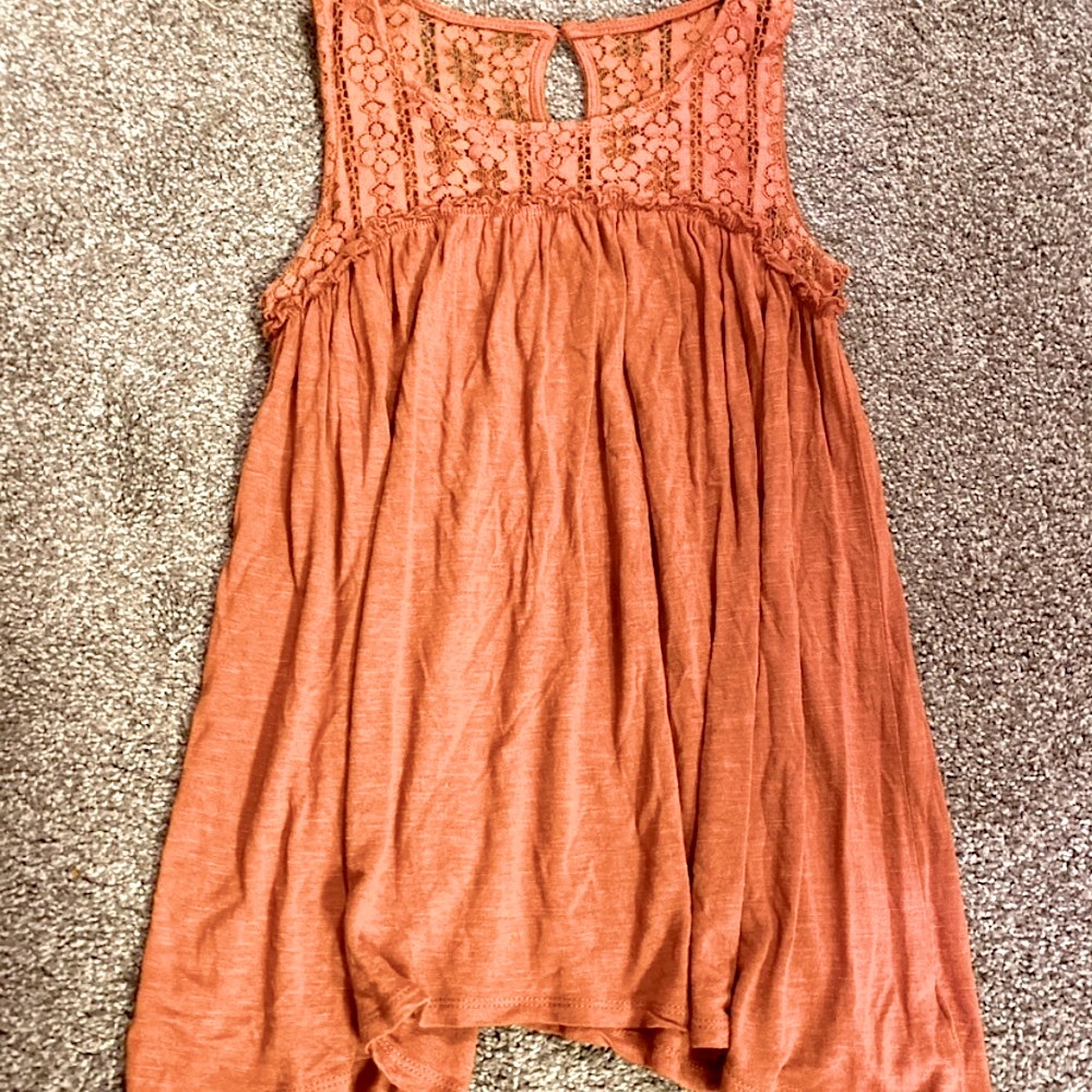 Orange Lace Inset Tank Top